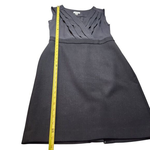 LOFT Black Sleeveless Dress Pencil Sheath Short Wrap Sheer Silk Fitted Classic 8 - Picture 12 of 16